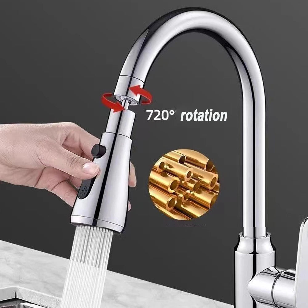 3 in1 Faucet Sprayer Pull Out Kitchen Leakproof 360 Degree Ajustable Sink Tap Bathroom Basin Replacement Spray Head High-quality