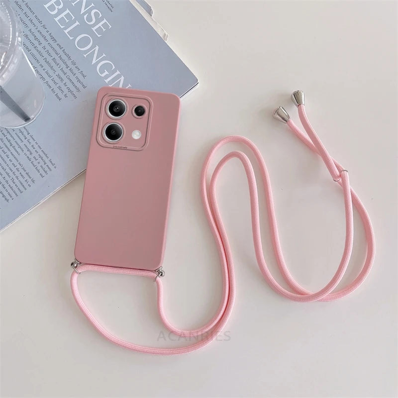 Note13 13pro Poco X6 M6 Pro Crossbody Lanyard Case For Xiaomi Redmi Note 13 Pro Plus 4g 5g Cord Silicone Back Cover M X 6 X6pro