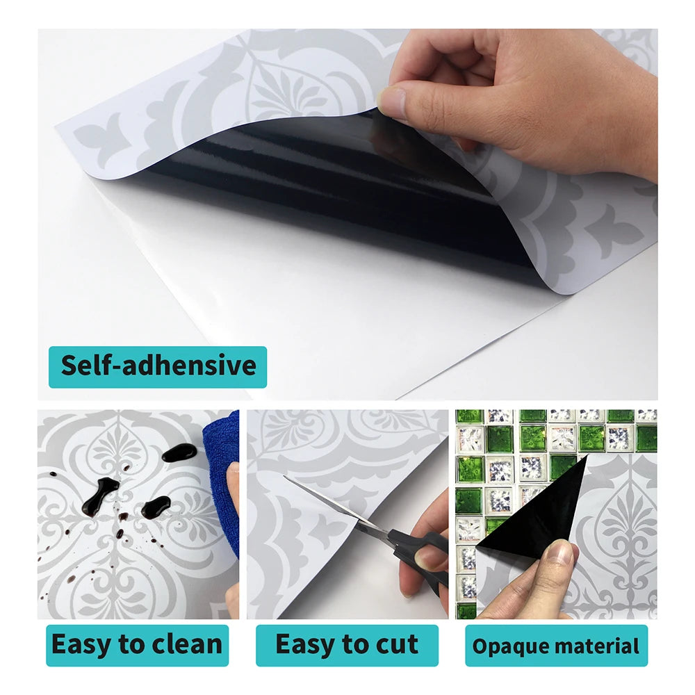 1Roll Resistant Waterproof Vinyl Adhesive Floor Stikers Peel And Stick Tile PVC Floor Self Adhesive Room Kitchen&Home Decoration