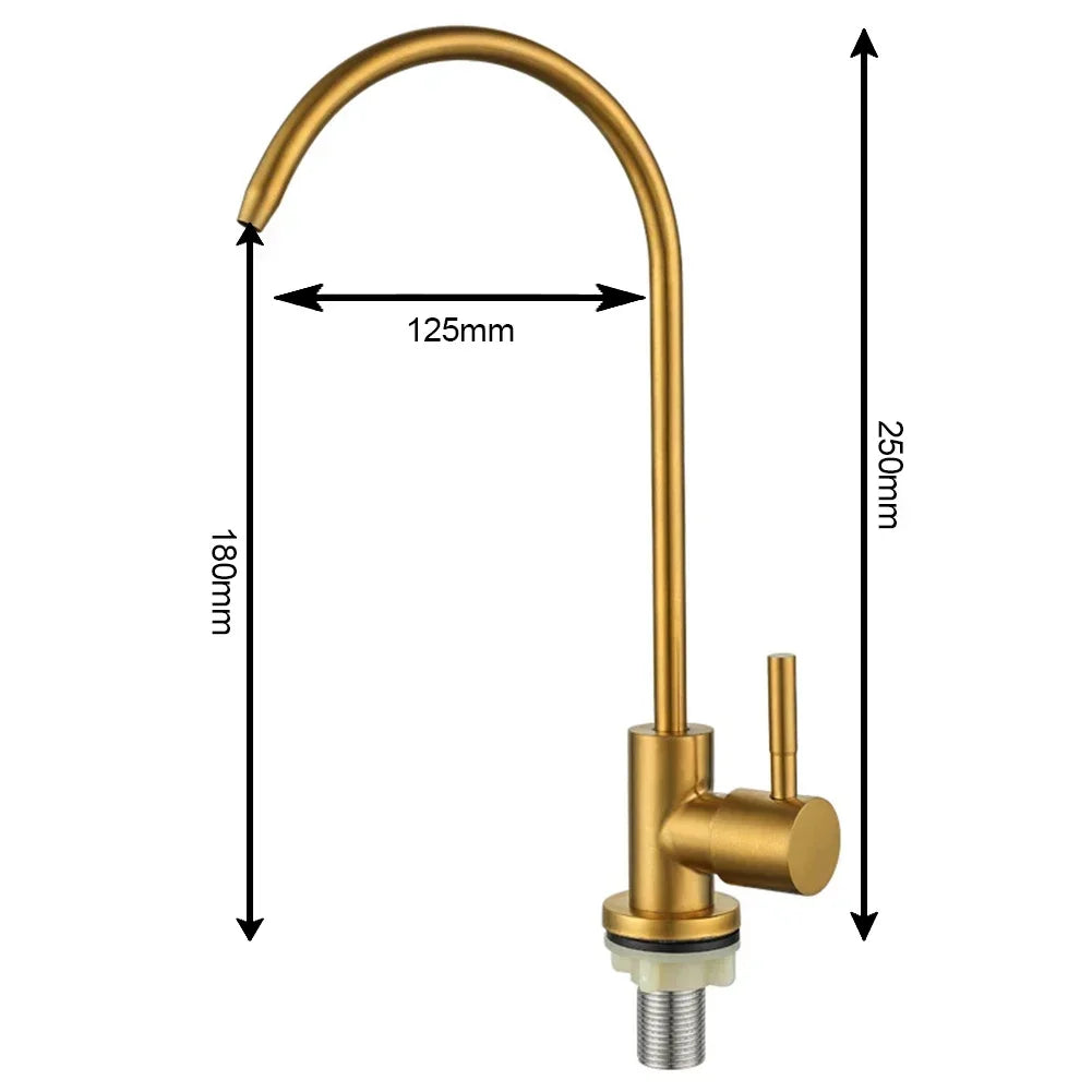 Kitchen Filtered Faucet Stainless Steel Direct Purifier Direct Drinking Tap Single Cold Water Sink Faucet Gold Water Faucet