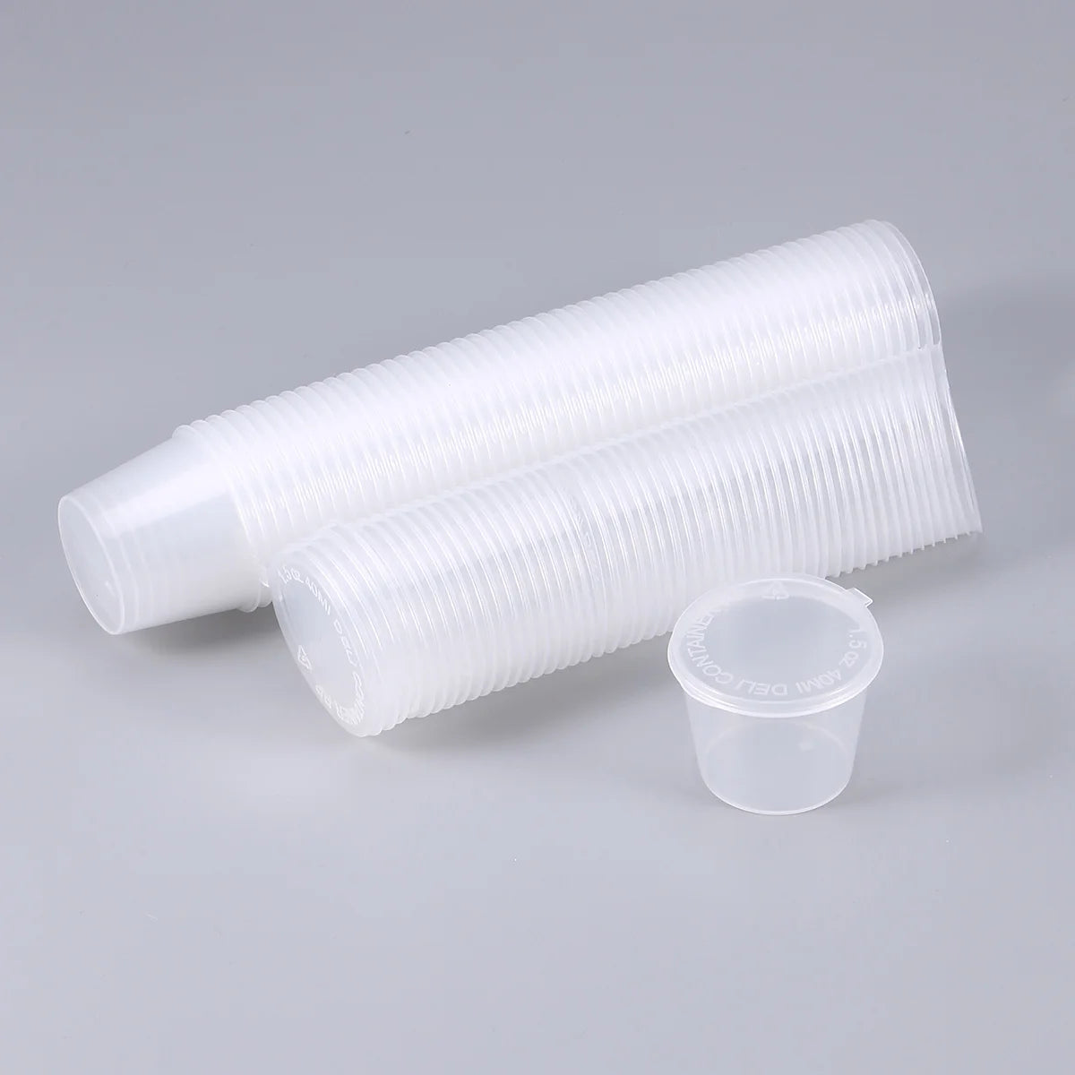 50PCS 25ml Disposable Plastic Portion Cups Clear Portion Container with Lids for Jelly Yogurt Mousses Sauce