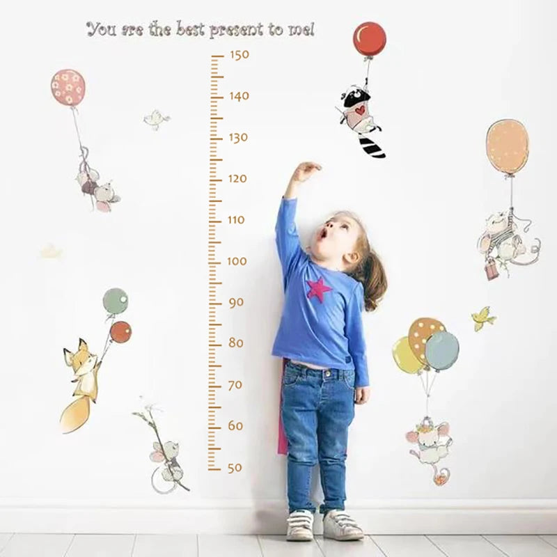 Cute Bear Height Measure Wall Sticker for Kids Rooms Children Boys Girls Baby Room Decoration Growth Chart Meter Wallpaper