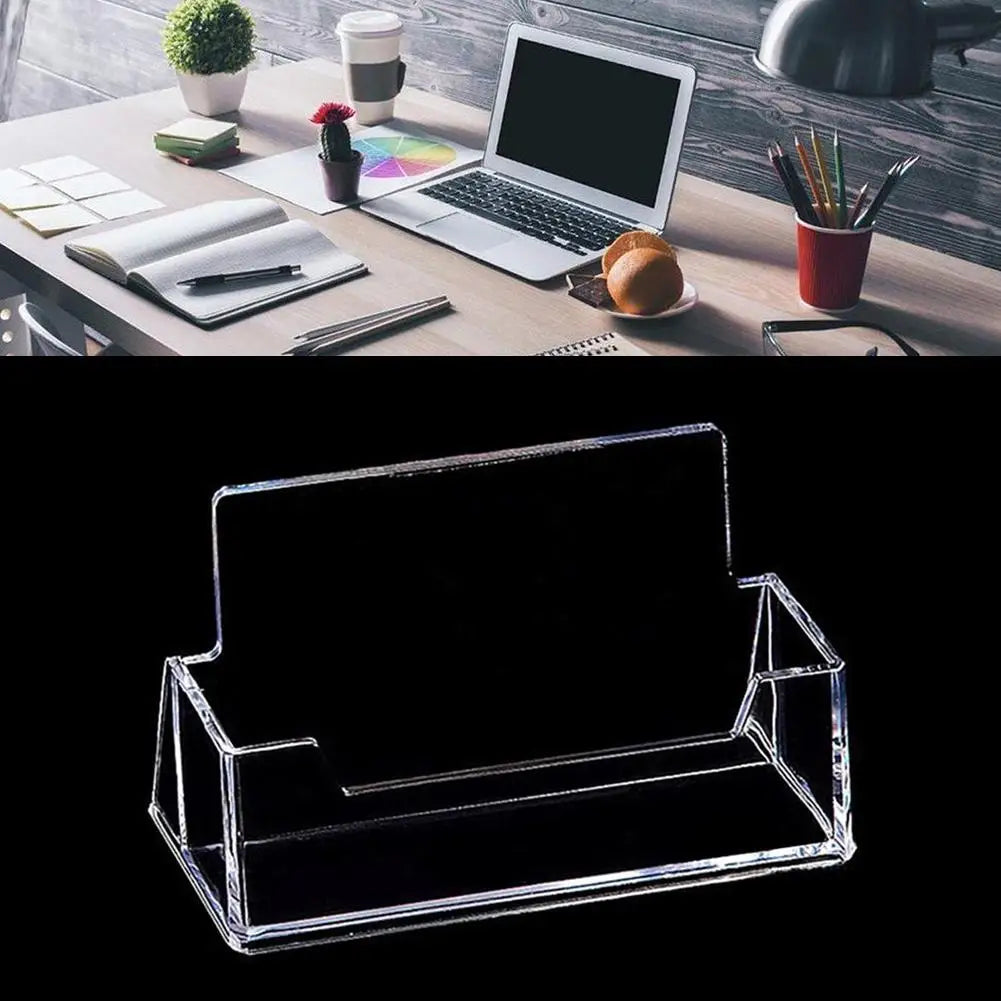 New 1 Pcs Clear Desk Shelf Box Storage Display Stand Acrylic Plastic Transparent Desktop Business Card Holder Place Card Holder