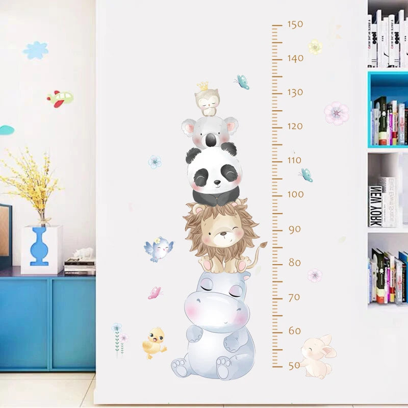 Cute Bear Height Measure Wall Sticker for Kids Rooms Children Boys Girls Baby Room Decoration Growth Chart Meter Wallpaper