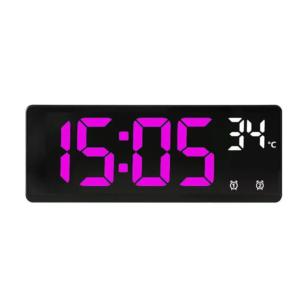 Digital Alarm Clock LED Mirror with Phone Holder Display Temperature Date Home Trip Bedside Clock