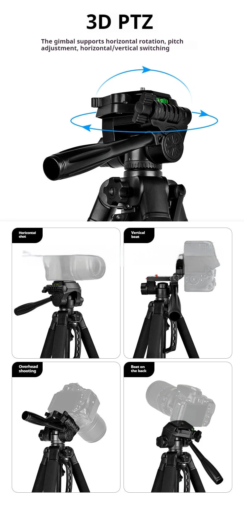 F550T Professional Tripe for Cell Phone Camera 180cm Tripod for Mobile Phone Tripod with Remote Light Night Fishing Light Stand