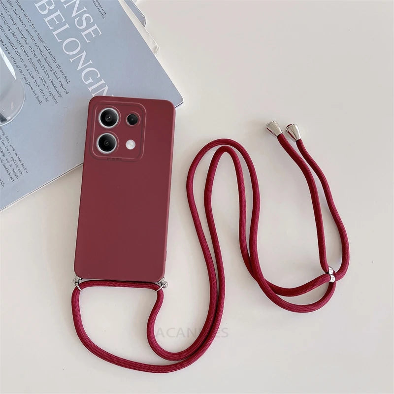 Note13 13pro Poco X6 M6 Pro Crossbody Lanyard Case For Xiaomi Redmi Note 13 Pro Plus 4g 5g Cord Silicone Back Cover M X 6 X6pro