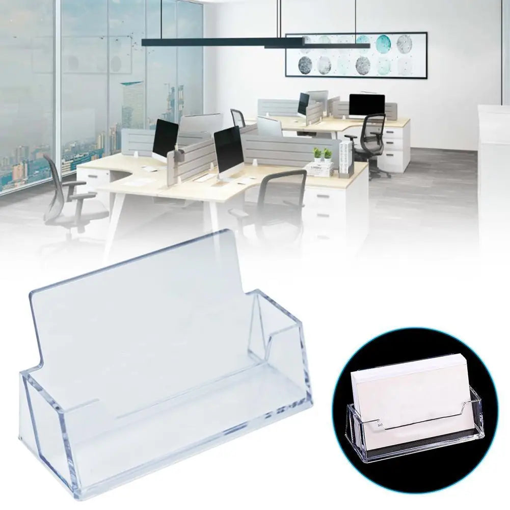 New 1 Pcs Clear Desk Shelf Box Storage Display Stand Acrylic Plastic Transparent Desktop Business Card Holder Place Card Holder